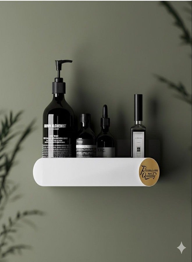 OSLEN Pack of 4 Bathroom Shelf for Wall, Self-Adhesive Bathroom Organiser Wall Mounted Shelf Storage Racks Bathroom Ideal Bathroom Accessories (2 Bathroom Shelves+ 2 Shop Dish White) - Image 2